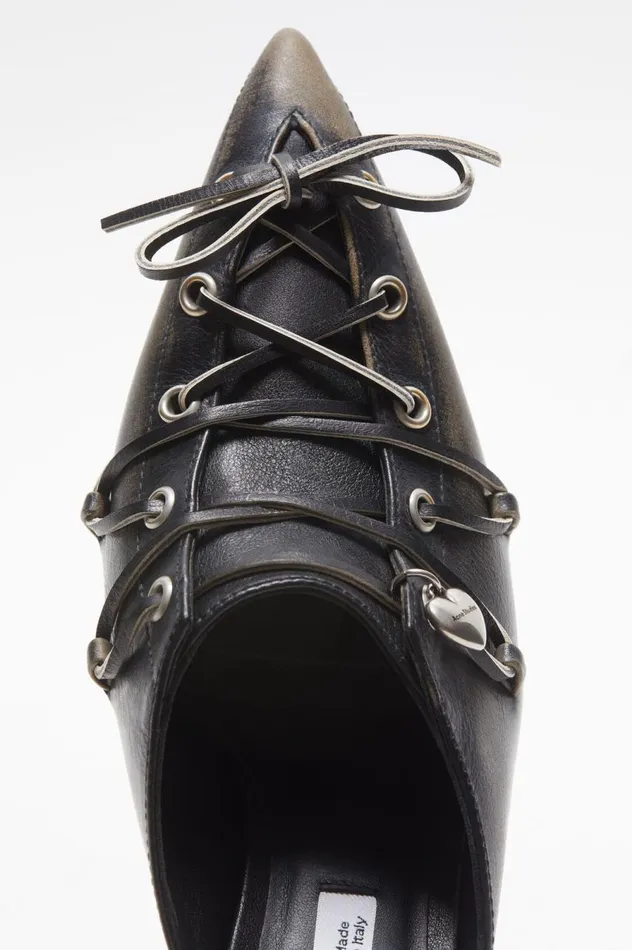 Acne Studios Laceup Heel Mule Black Women Shoes