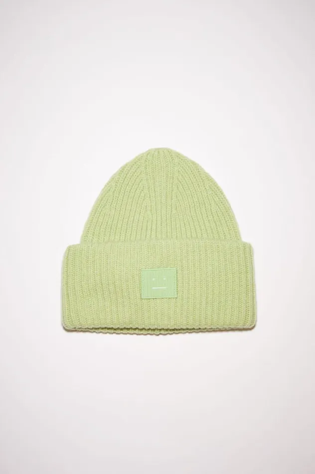 Acne Studios Large Face Logo Beanie Pale Green Melange Women Hats