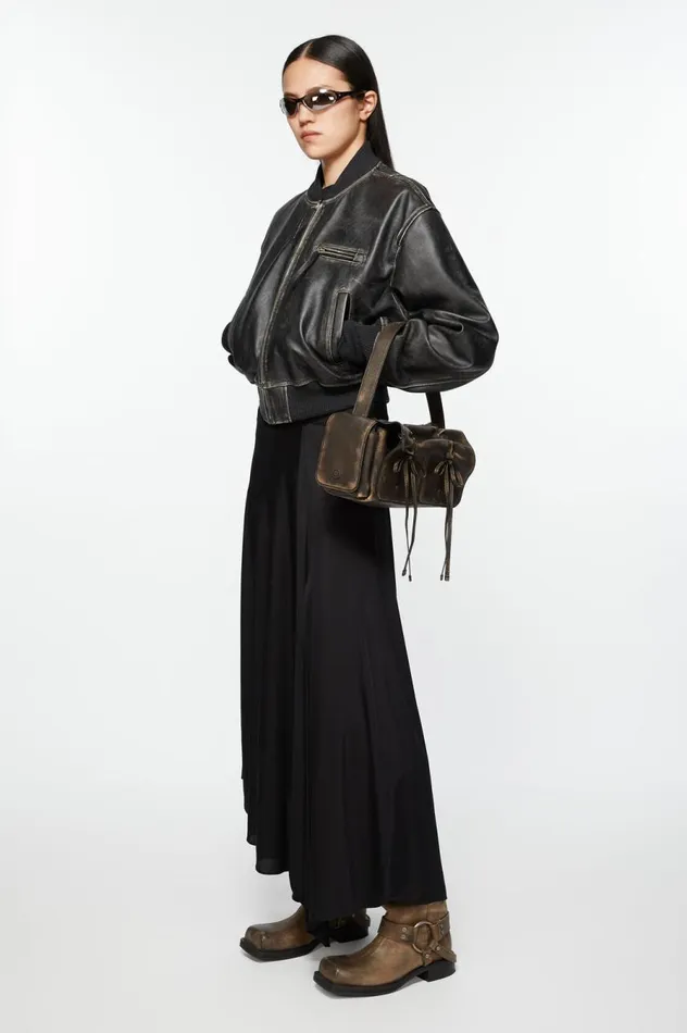 Acne Studios Leather Bomber Jacket Black Women Outerwear