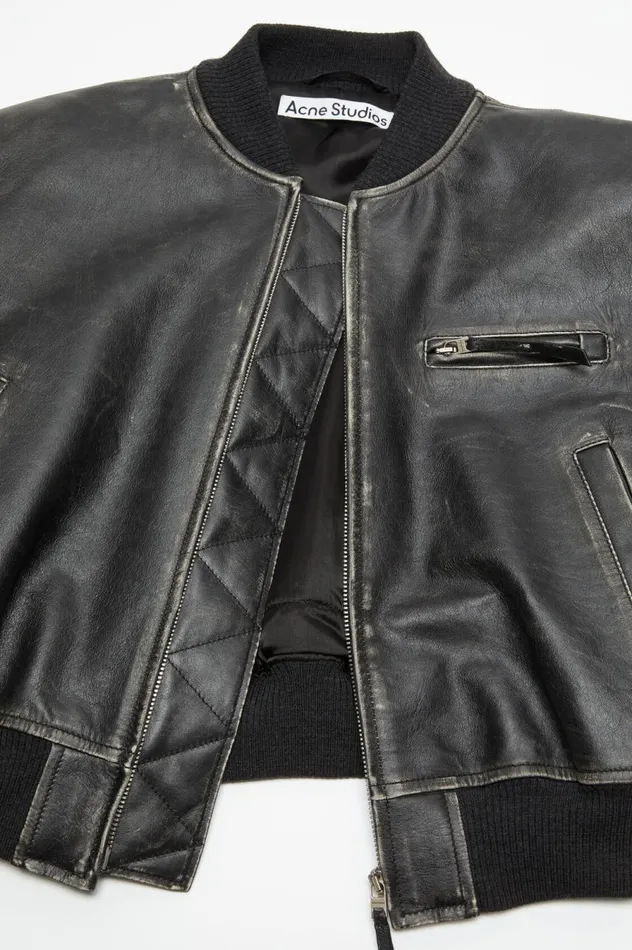 Acne Studios Leather Bomber Jacket Black Women Outerwear