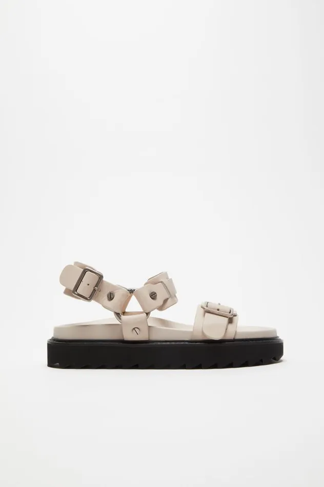 Acne Studios Leather Buckle Sandal Sand Beige Women Shoes