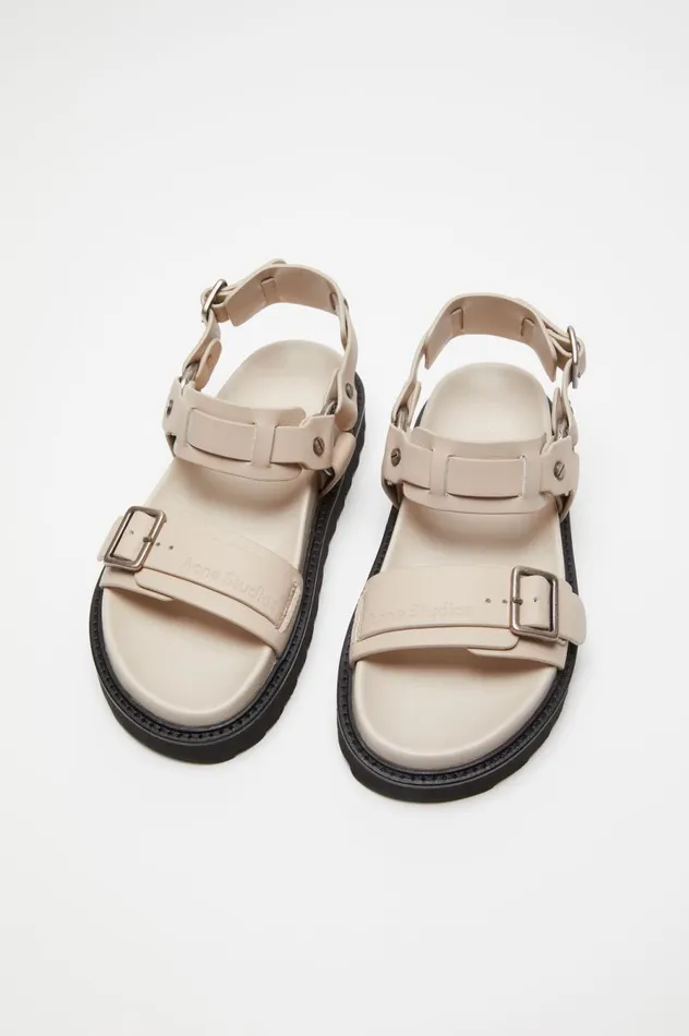 Acne Studios Leather Buckle Sandal Sand Beige Women Shoes