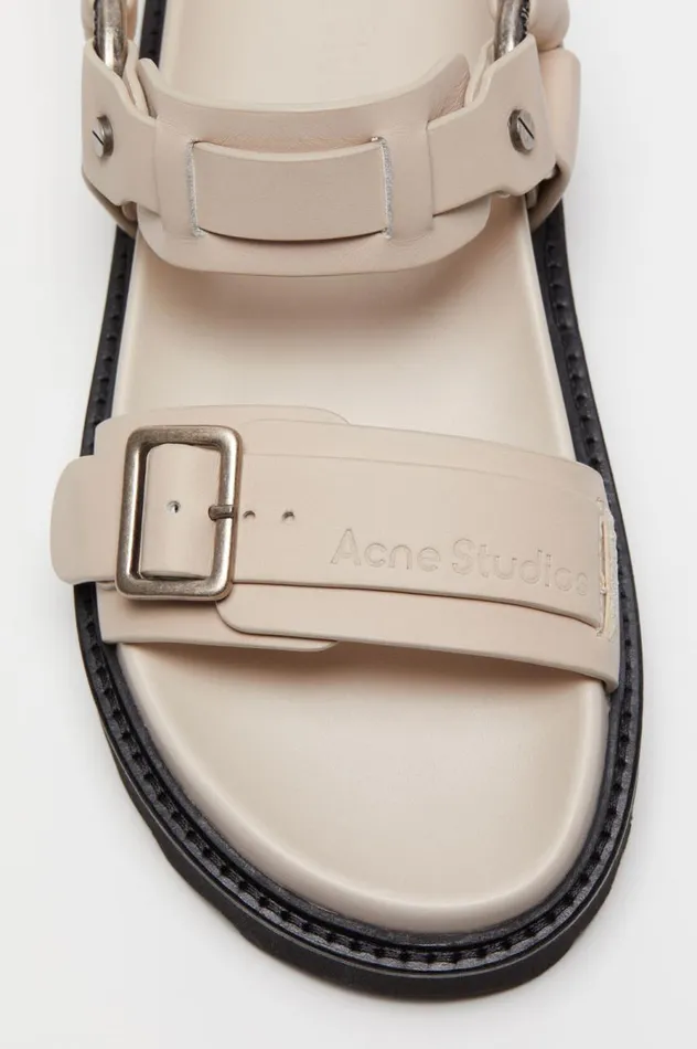 Acne Studios Leather Buckle Sandal Sand Beige Women Shoes