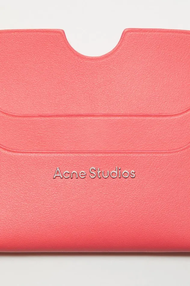 Acne Studios Leather Card Holder Electric Pink Women Small Leather Goods