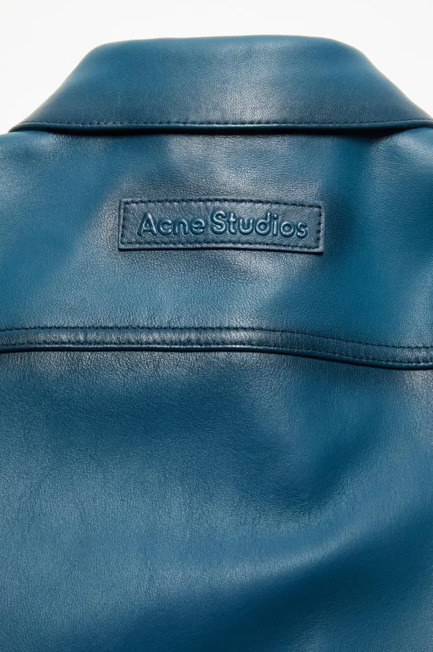 Acne Studios Leather Jacket Blue Women Outerwear