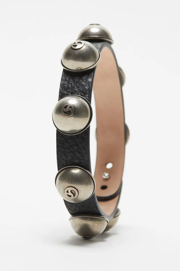 Acne Studios Leather Stud Necklace Black Women Jewellery