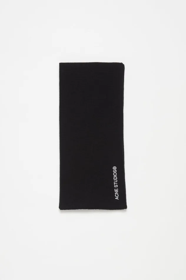 Acne Studios Logo Embroidered Scarf Black Women Scarves