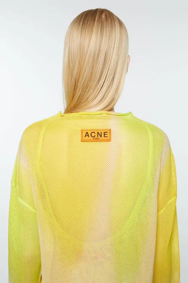 Acne Studios Long Sleeve Mesh Tshirt Acid Yellow Women Tshirts