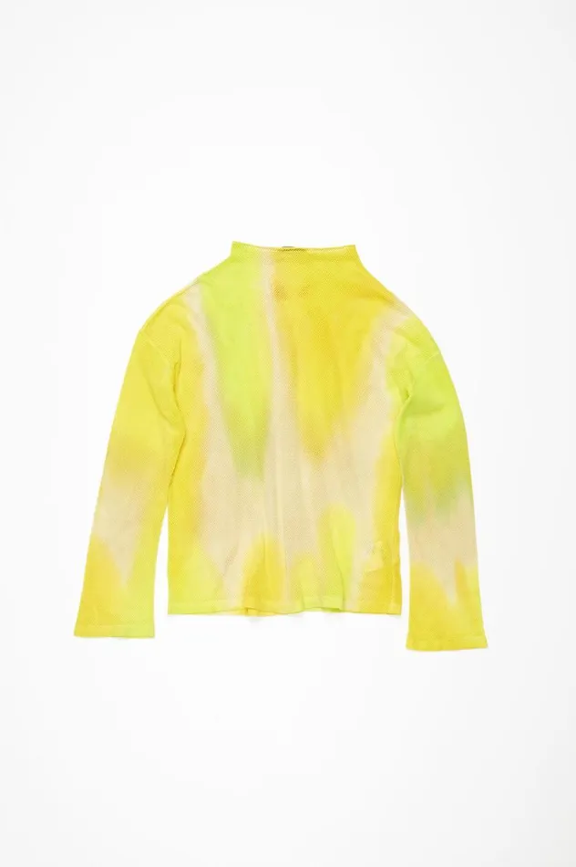 Acne Studios Long Sleeve Mesh Tshirt Acid Yellow Women Tshirts