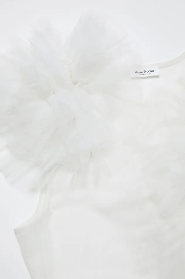 Acne Studios Mesh Ruffle Tank Top White Women Shirts and Blouses