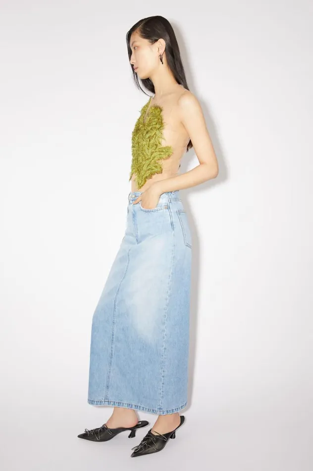 Acne Studios Midlength Denim Skirt Light Blue Women Skirts