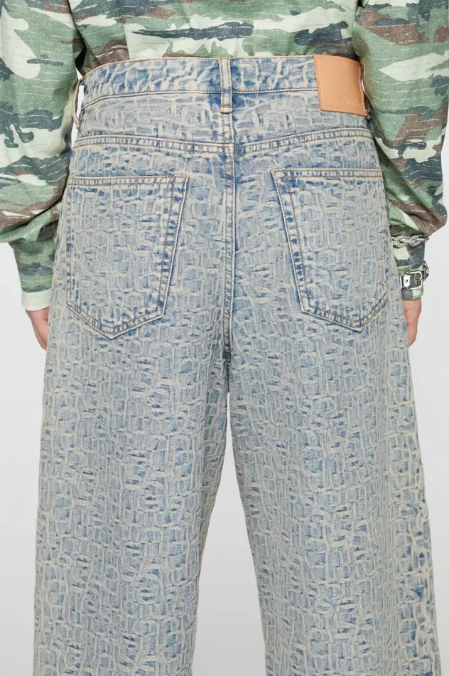 Acne Studios Monogram Denim Shorts 8211 Loose Fit Bluebeige Men Shorts