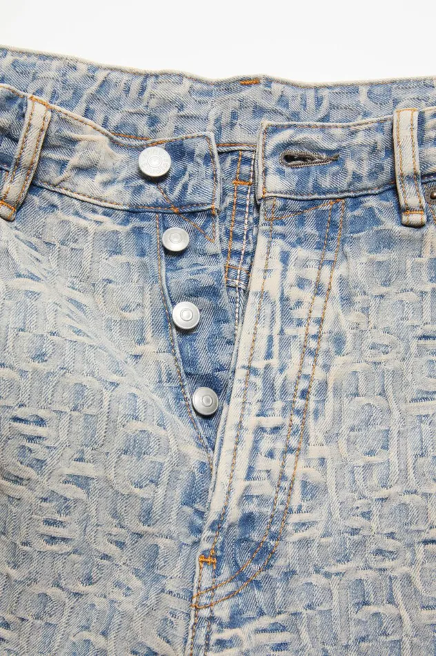 Acne Studios Monogram Denim Shorts 8211 Loose Fit Bluebeige Men Shorts