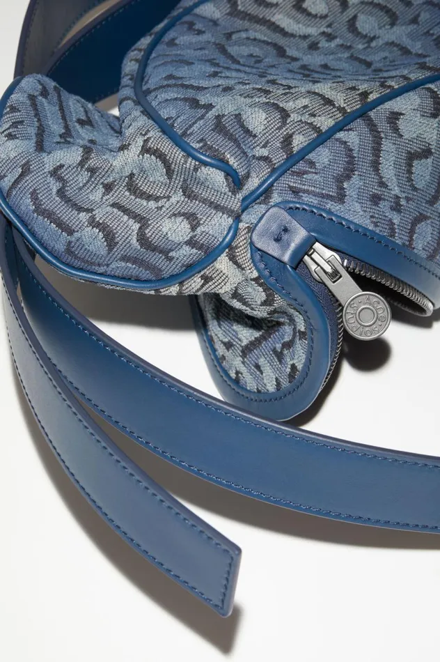 Acne Studios Monogram Mini Pouch Denim Blue Women Bags
