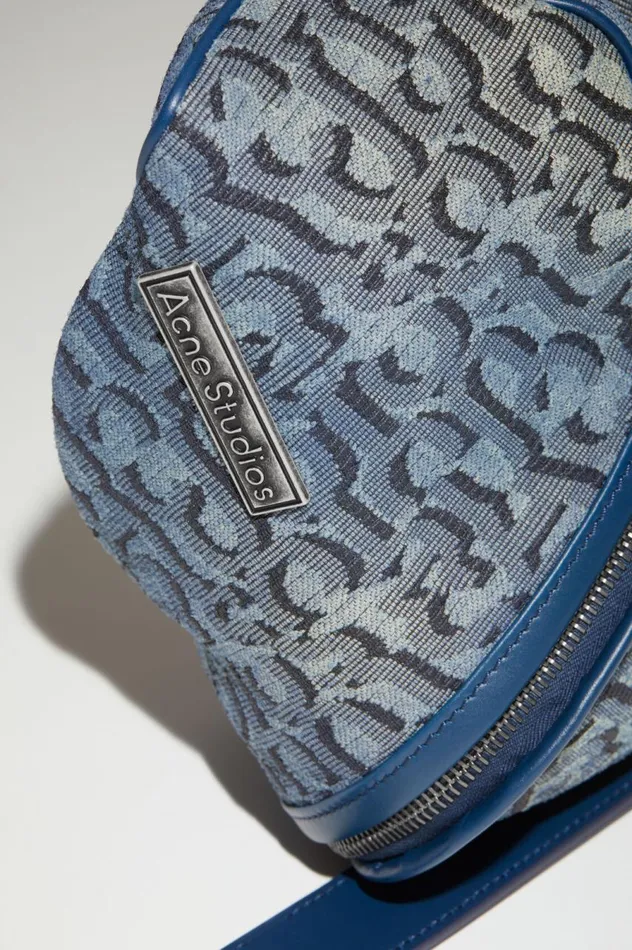 Acne Studios Monogram Mini Pouch Denim Blue Women Bags