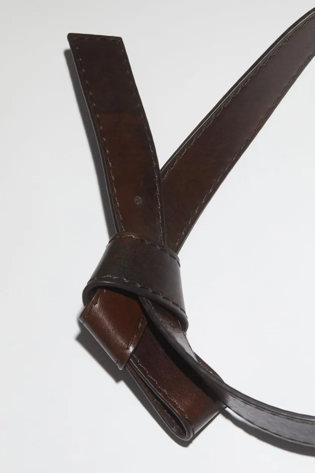 Acne Studios Musubi Leather Belt Dark Brown Women Belts