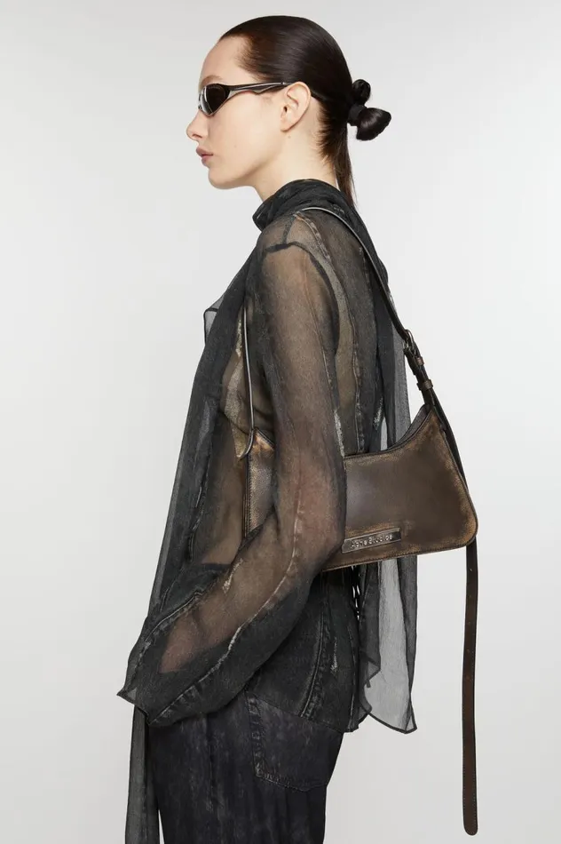 Acne Studios Platt Mini Shoulder Bag Dark Brownbeige Men Bags