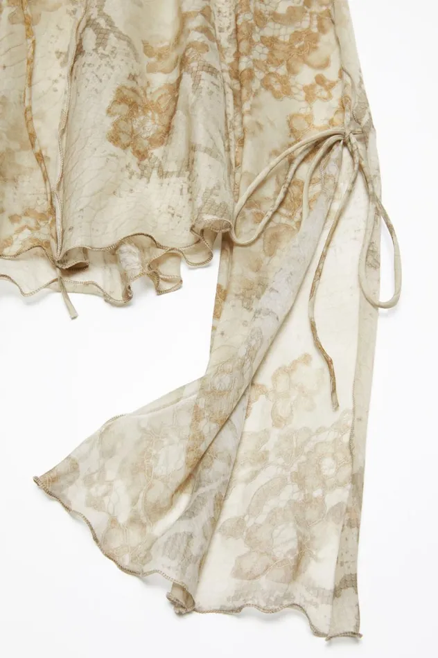 Acne Studios Print Blouse Light Beige Women Shirts and Blouses