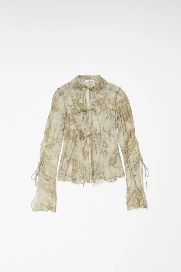 Acne Studios Print Blouse Light Beige Women Shirts and Blouses