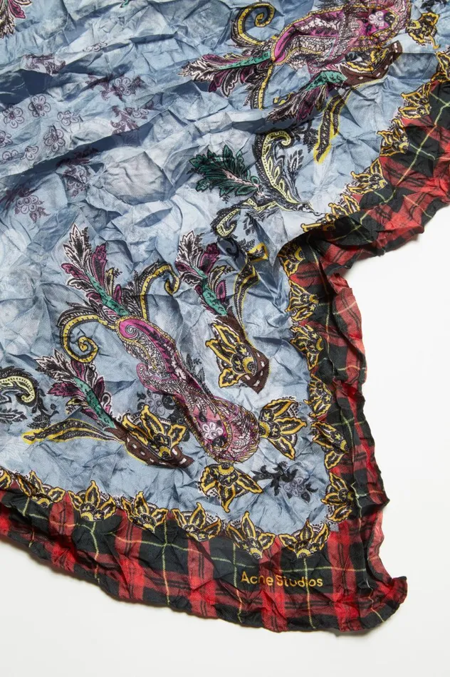 Acne Studios Print Silk Scarf Bluered Women Scarves