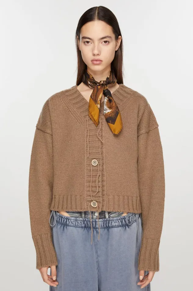 Acne Studios Print Silk Scarf Brown Men Scarves