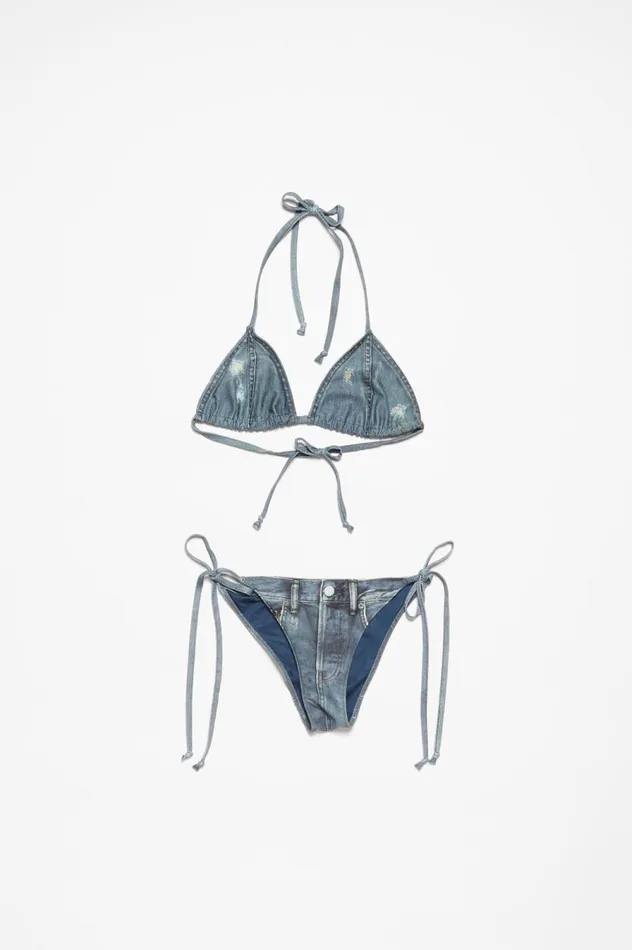 Acne Studios Printed Bikini Set Denim Blue Women Shorts