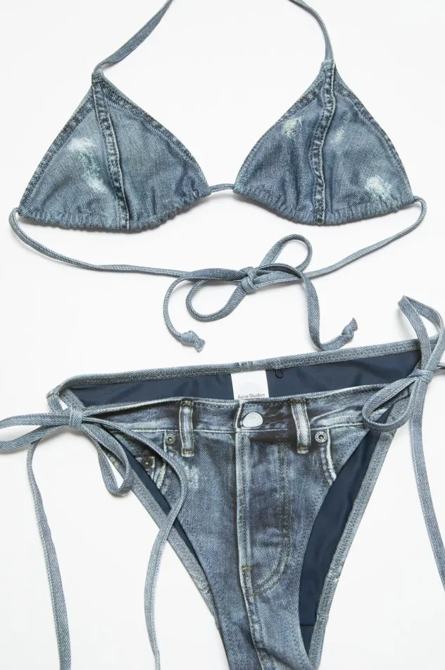 Acne Studios Printed Bikini Set Denim Blue Women Shorts