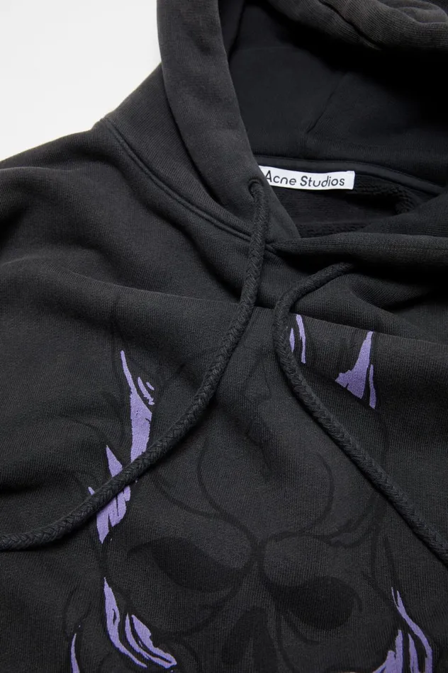 Acne Studios Printed Hooded Sweater Faded Black Men Sweatshirts