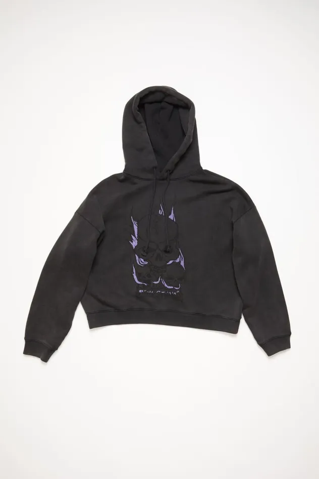 Acne Studios Printed Hooded Sweater Faded Black Men Sweatshirts