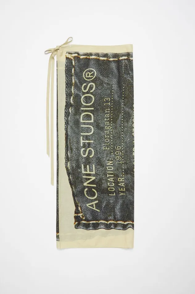 Acne Studios Printed Sarong Scarf Beigeblack Women Scarves