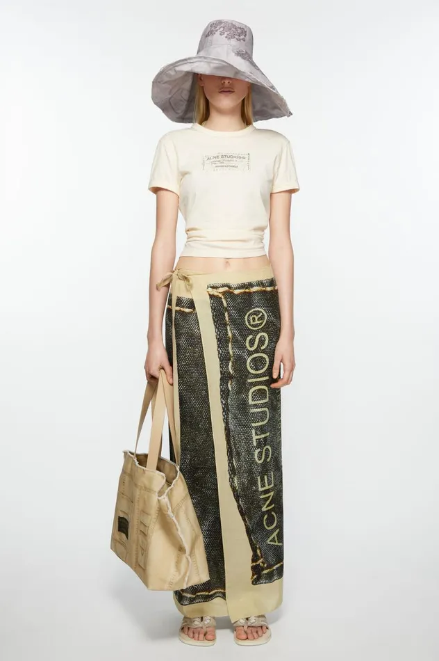 Acne Studios Printed Sarong Scarf Beigeblack Women Scarves