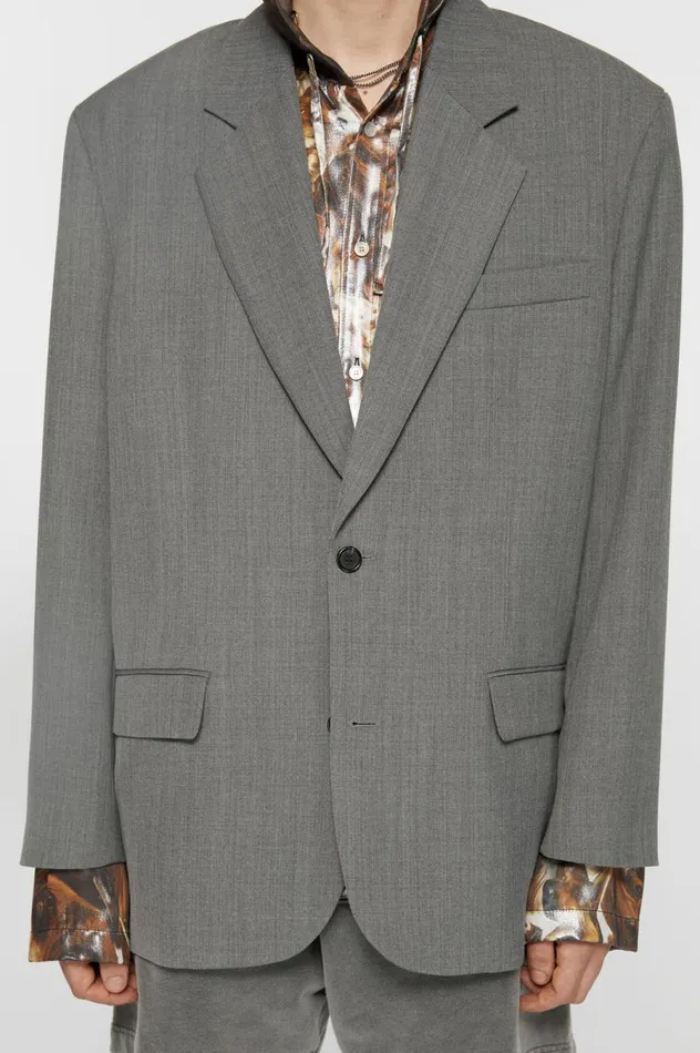 Acne Studios Relaxed Fit Suit Jacket Grey Melange Men Outerwear