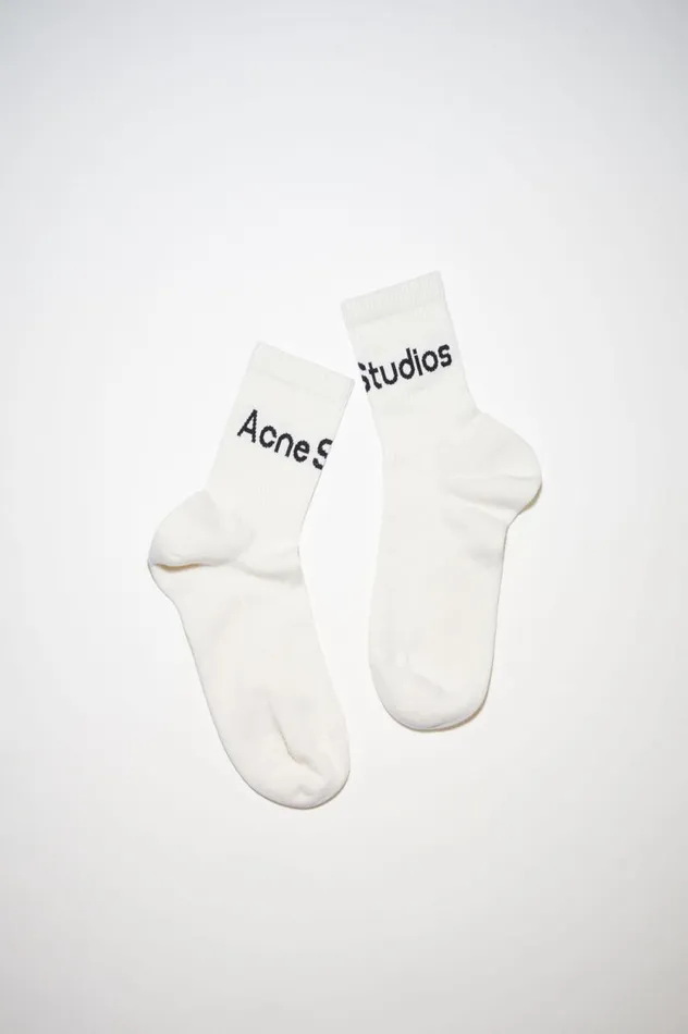 Acne Studios Ribbed Logo Socks Blackwhite Men Socks