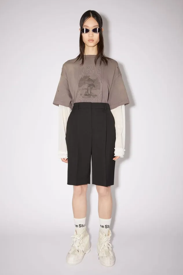 Acne Studios Ribbed Logo Socks Blackwhite Men Socks