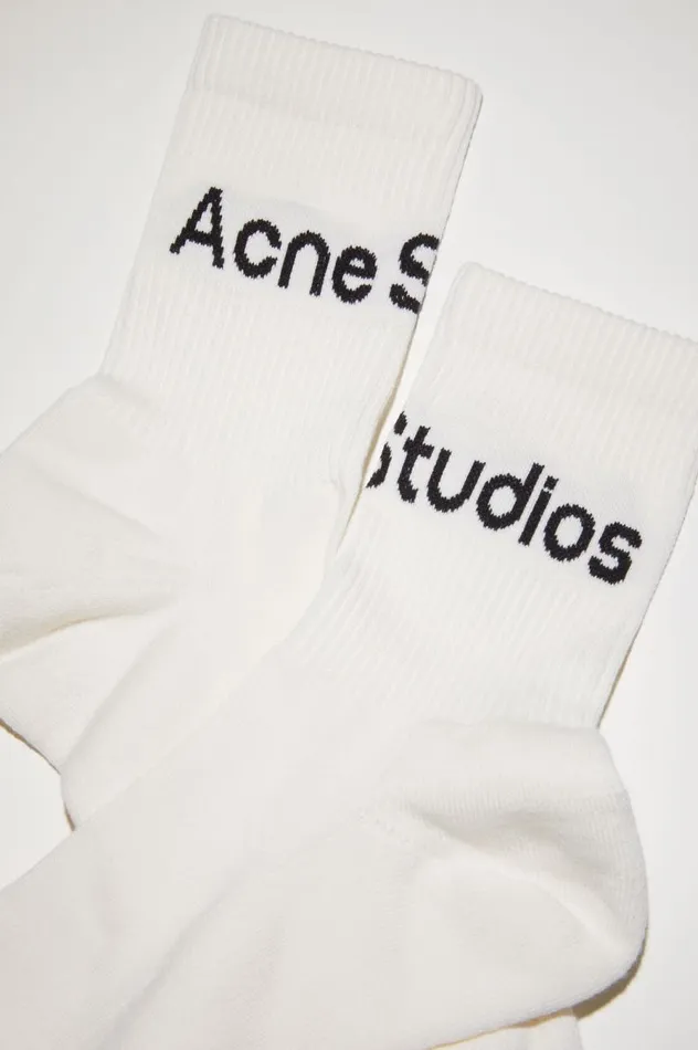 Acne Studios Ribbed Logo Socks Blackwhite Men Socks