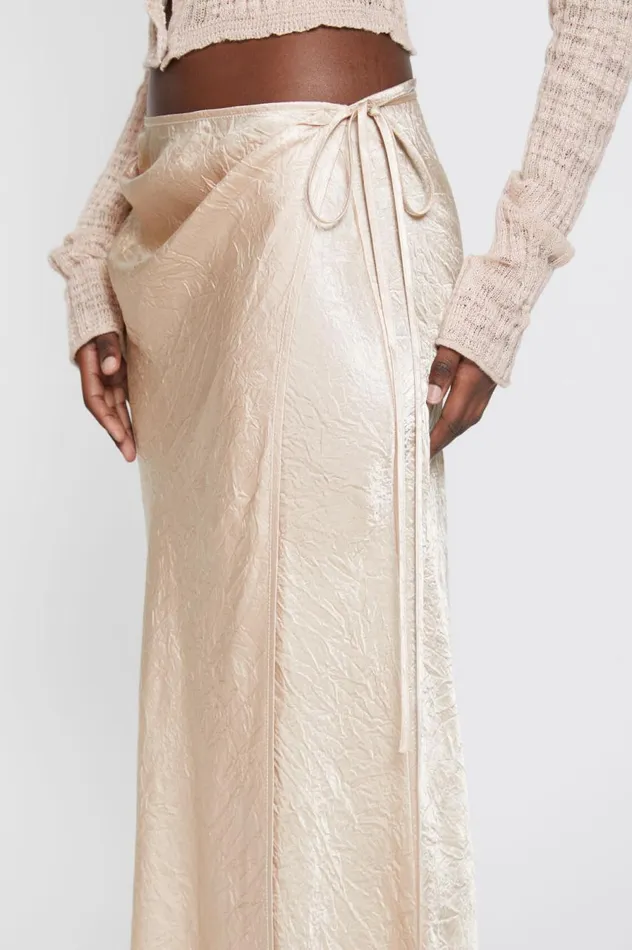 Acne Studios Satin Wrap Skirt Shell Beige Women Skirts