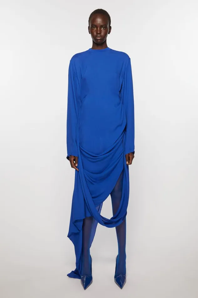 Acne Studios Silk Fluid Dress Electric Blue Women Dresses