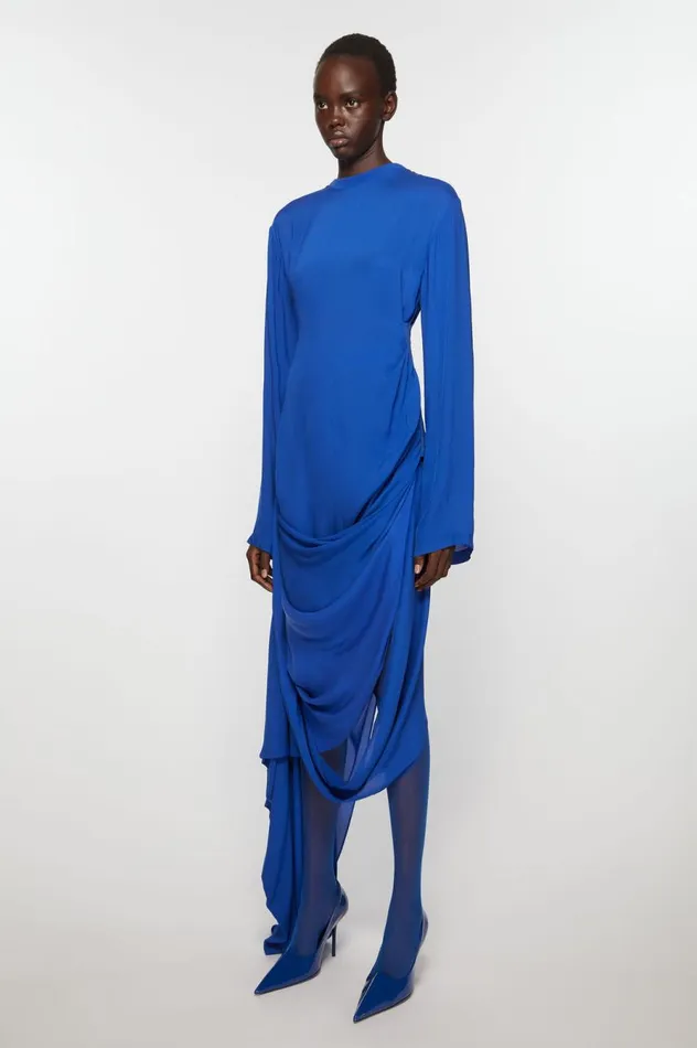 Acne Studios Silk Fluid Dress Electric Blue Women Dresses