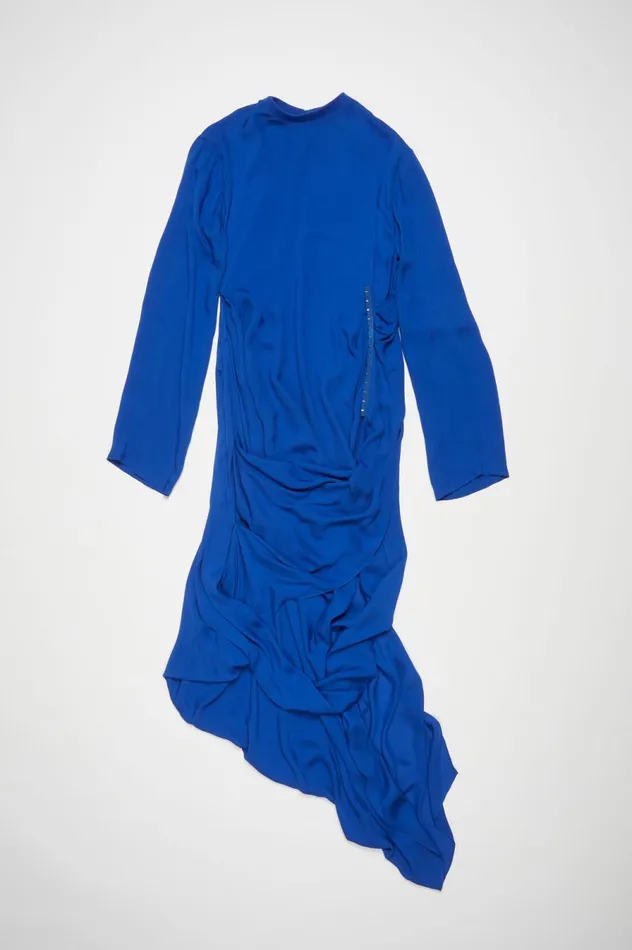 Acne Studios Silk Fluid Dress Electric Blue Women Dresses