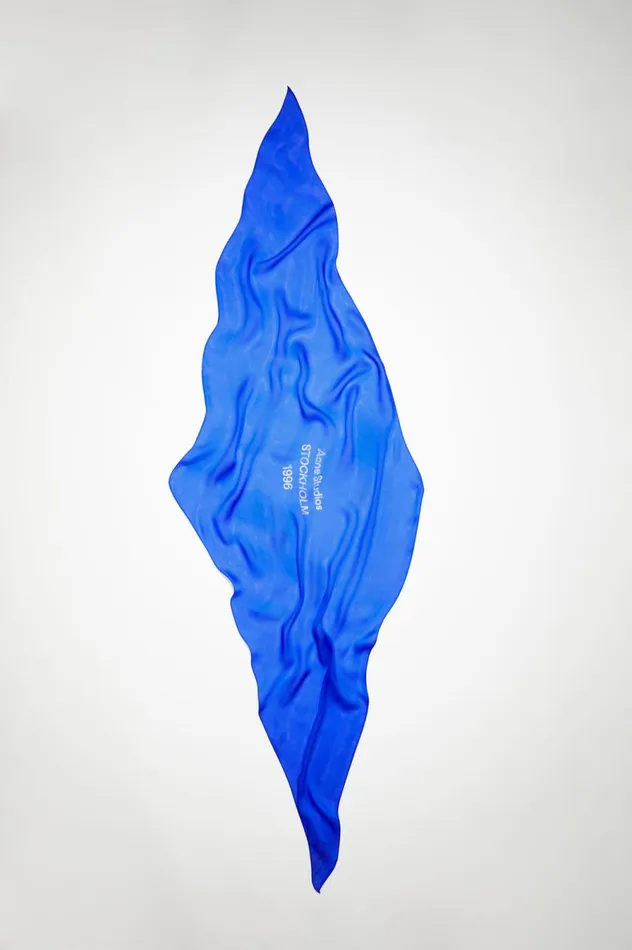 Acne Studios Silk Scarf Electric Blue Men Scarves