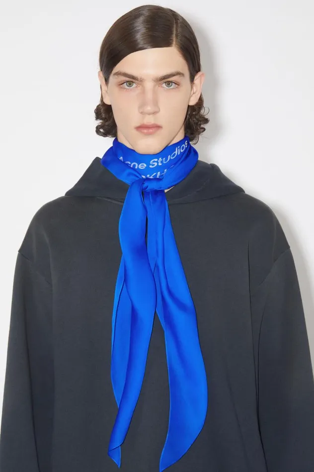 Acne Studios Silk Scarf Electric Blue Men Scarves