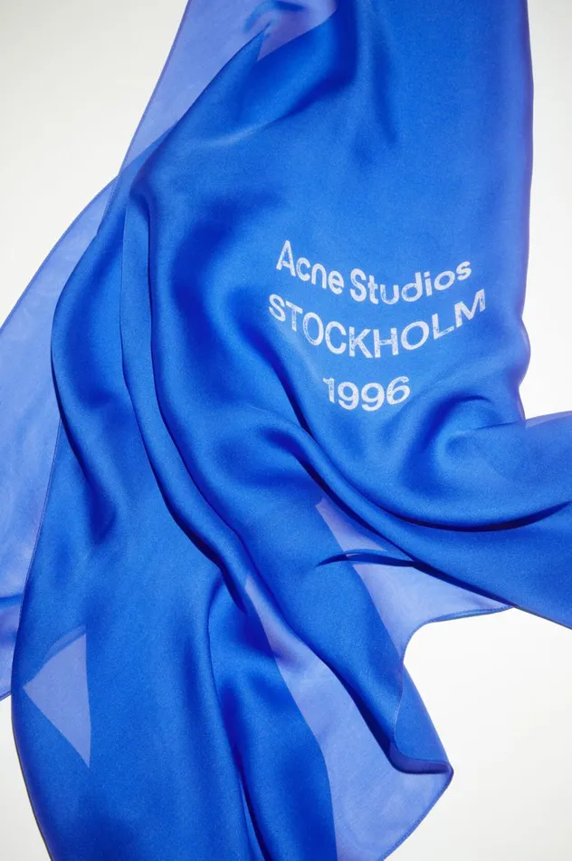 Acne Studios Silk Scarf Electric Blue Men Scarves