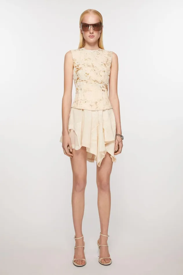 Acne Studios Sleeveless Dress Print Ecru Beige Women Dresses