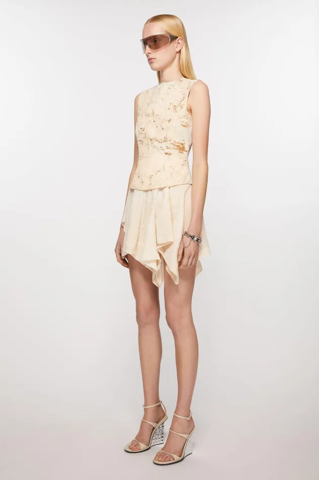Acne Studios Sleeveless Dress Print Ecru Beige Women Dresses