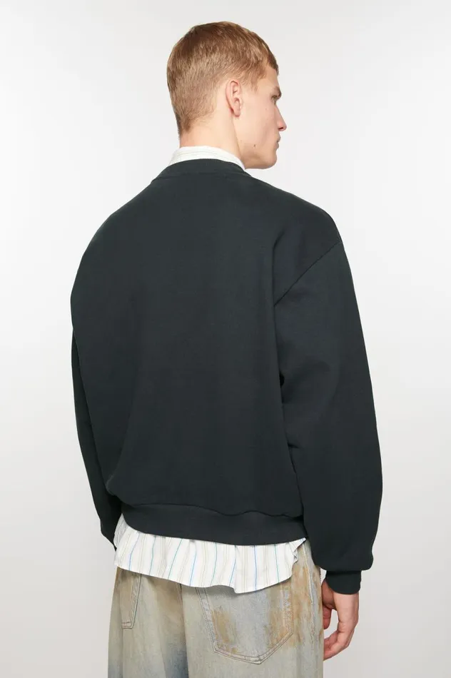 Acne Studios Sweater Face Logo 8211 Regular Fit Dark Grey Men Sweatshirts
