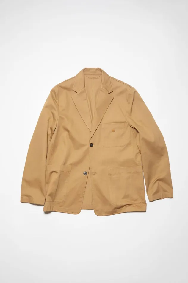 Acne Studios Twill Cotton Tailored Jacket Camel Brown Men Outerwear