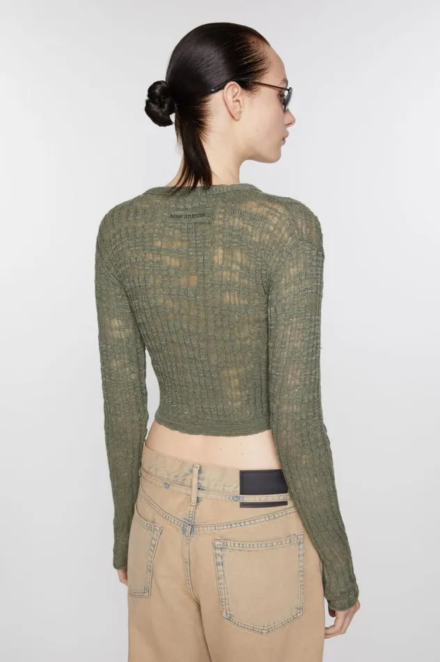 Acne Studios Wide Rib Cardigan Seagrass Green Women Knitwear