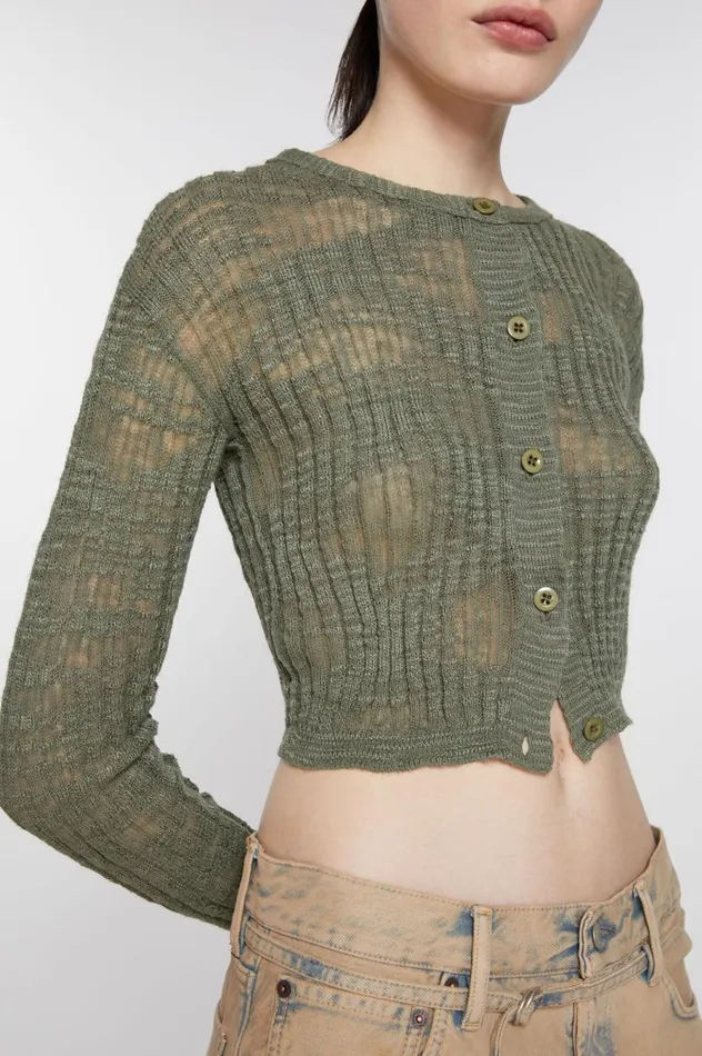 Acne Studios Wide Rib Cardigan Seagrass Green Women Knitwear