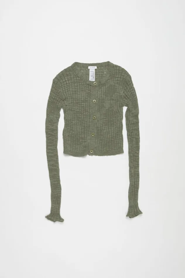 Acne Studios Wide Rib Cardigan Seagrass Green Women Knitwear