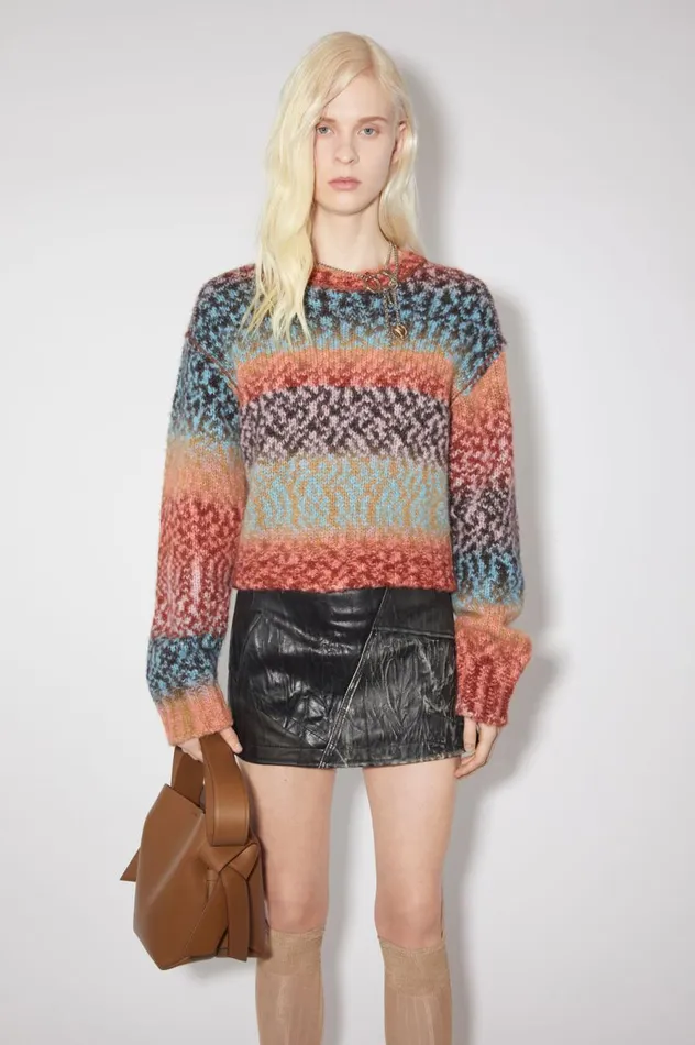 Acne Studios Wool Blend Jumper Brownblue Multi Women Knitwear